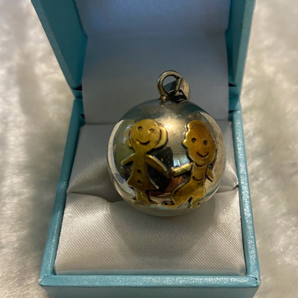 ☘️VTG Chime Ball Sterling Silver Brass Pendant